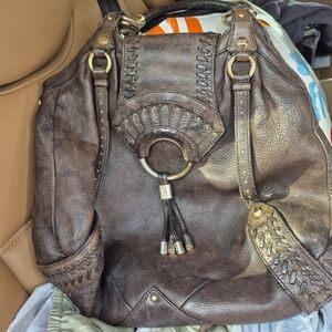 COLE HAAN Collection F06 Braided Straps Whip Stitch Shoulder Tote Bag